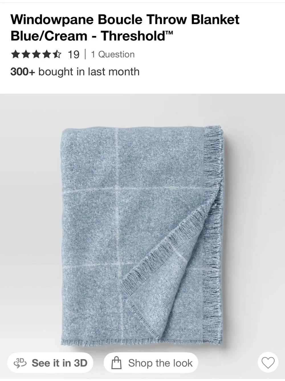 Threshold Light Blue Windowpane Throw Blanket with Fringe